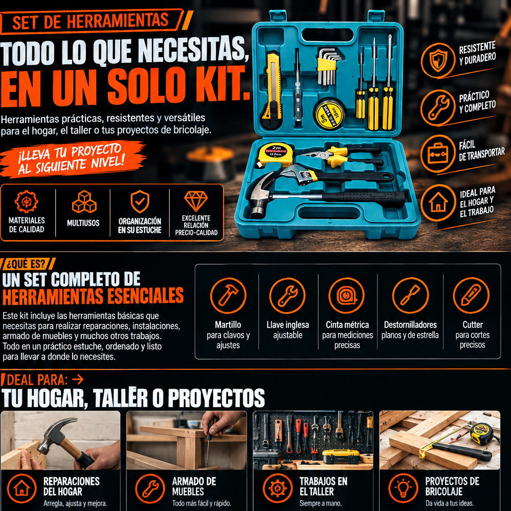 kit Caja Herramientas manuales 16Piezas